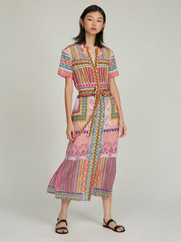 Vicki Dress in Rainbow Cross Stitch print