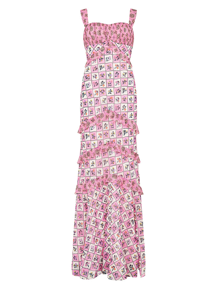 Load image into Gallery viewer, Chandra Dress in Verbena Thistle print