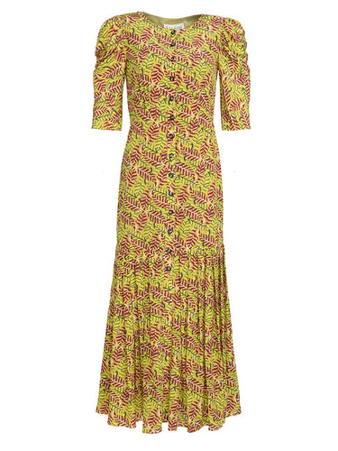 Colette Long Dress in Eucalyptus print