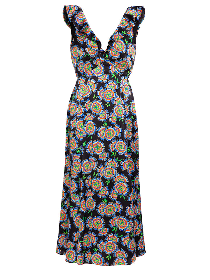 Load image into Gallery viewer, Holly Midi Dress in Ebony Dragonfruit print