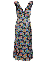 Holly Midi Dress in Ebony Dragonfruit print