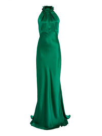 Michelle Silk Dress in Emerald