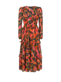 Yara Dress in Orange Lilypad print